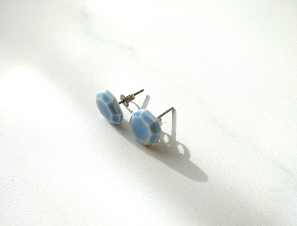 kotsubu 陶瓷耳環（八角形/淺藍色） 第4張的照片