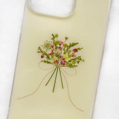 bouquet01】 押し花スマホケース 全機種対応 手帳型ケース