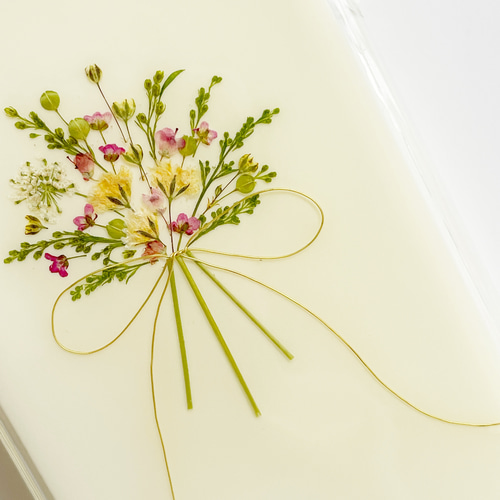 ぽりぽりページ⭐︎押し花ケース 金木犀 〈キンモクセイ〉 ニュアンスカラー 押し花スマホケース