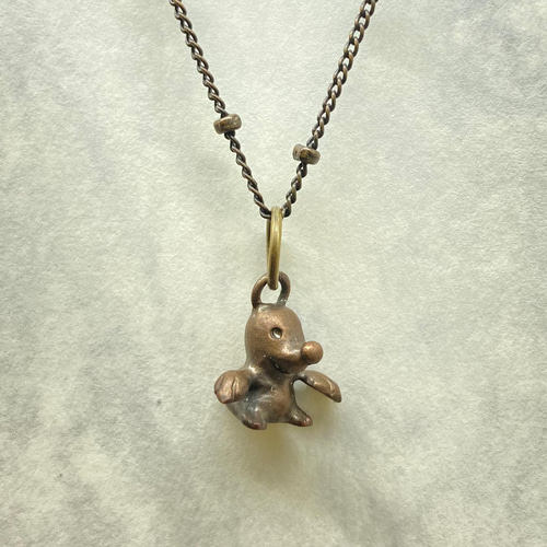 送料無料 もぐらのペンダント 真鍮 ネックレス・ペンダント ちびっこ