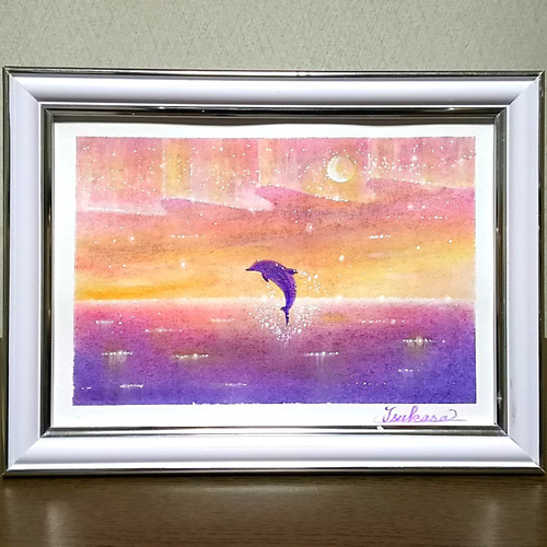 blue unicorn ハンドメイドパステル画絵画アート原画