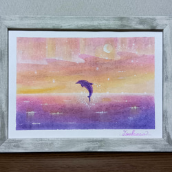 パステルアート 光る雪の幻想 冬のミニ絵画 パステル画原画 絵画 T's
