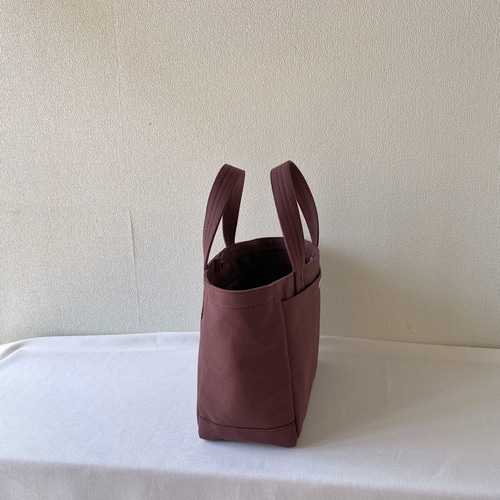 【XXLサイズ】〈底板付き〉ブラウン系　A3サイズ収納　8号倉敷帆布使用 全15色】「軽いボックストート」小サイズ／倉敷帆布8号【受注