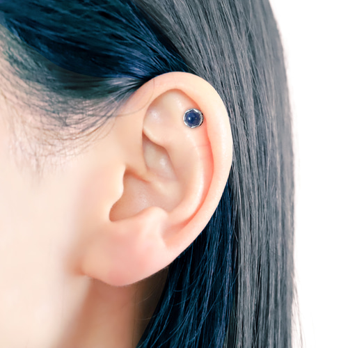 ソーダライトロンバスカービング＆ブルージルコンのピアス他　14kgf ソーダライトロンバスカービング＆ブルージルコンのピアス他 14kgf