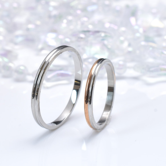 ふたりの記念日 ペアリング◆指輪2本セット 刻印10文字無料 イニシャル 名入れ 結婚指輪 ブライダル ウエディング 2枚目の画像