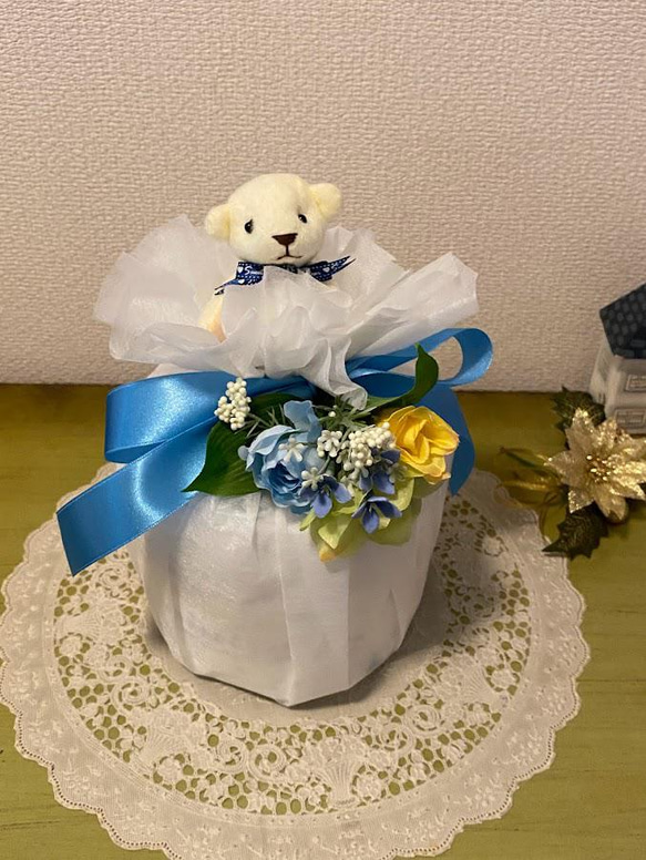 オムツケーキ mini ホワイト 出産祝い　 2枚目の画像