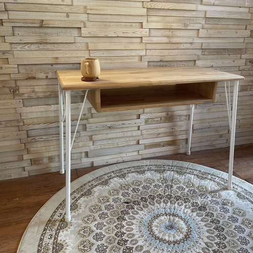 白 黒 アイアン 脚 テーブル A 棚付き おしゃれ アイアン家具 パソコン