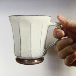 白い面取りマグカップ（透明）／オーダー可 5枚目の画像