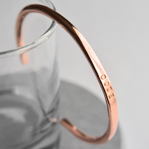 銅 刻印バングルφ3㎜｜純銅 ブレスレット ハンドメイド メンズ