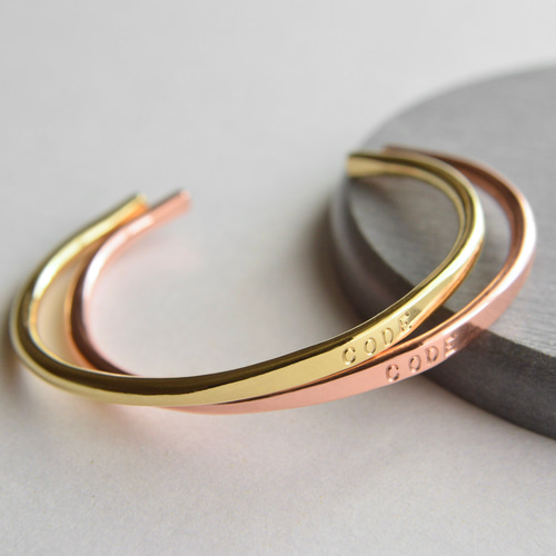 銅 刻印バングルφ3㎜｜純銅 ブレスレット ハンドメイド メンズ