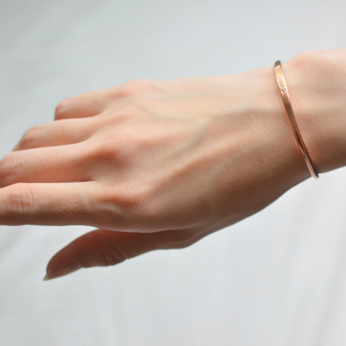 銅 刻印バングルφ3㎜｜純銅 ブレスレット ハンドメイド メンズ