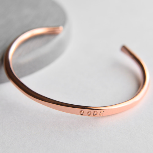 銅 刻印バングルφ3㎜｜純銅 ブレスレット ハンドメイド メンズ