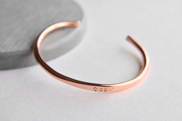 銅 刻印バングルφ3㎜｜純銅 ブレスレット ハンドメイド メンズ