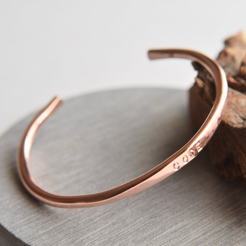 銅 刻印バングルφ3㎜｜純銅 ブレスレット ハンドメイド メンズ