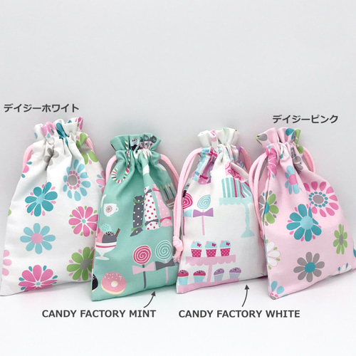 給食袋＊綿オックス生地＊巾着 ハンカチ・手ぬぐい LOVE Craft Design