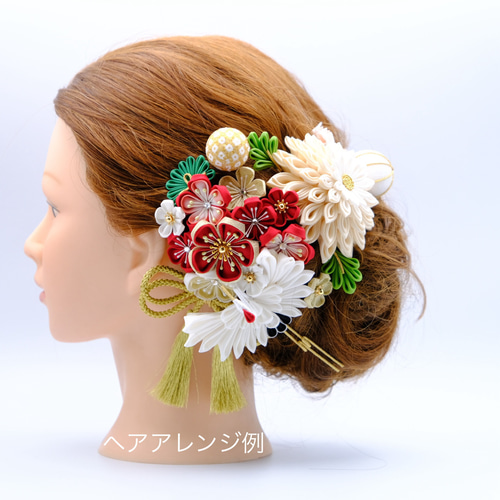 つまみ細工ヘアアクセサリー　髪飾り　鶴　白　正絹　和装　成人式　結婚式 楽天市場】鶴かんざし つまみ細工 髪飾り 鶴 かんざし 成人式
