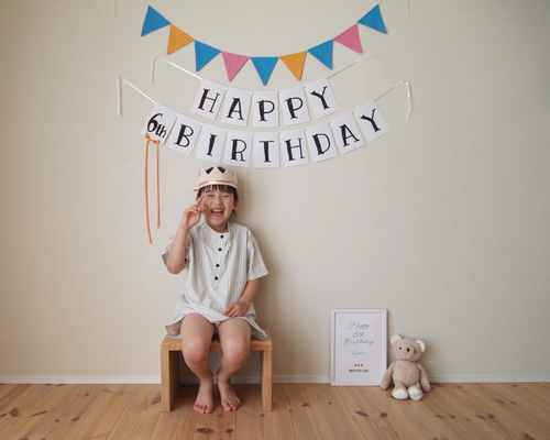 選べるフォント&リボン☆HAPPY BIRTHDAYガーランド＊お誕生日会