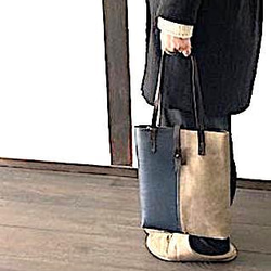 総手縫い仕上げ/革鞄【トートーバッグ 】焦げ茶× 濃紺 10枚目の画像