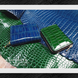 【内装特別仕様】【ポロサス】スモールクロコダイル(６色)コンパクトラウンドファスナー財布／【フルカラーオーダー】総手縫い 1枚目の画像