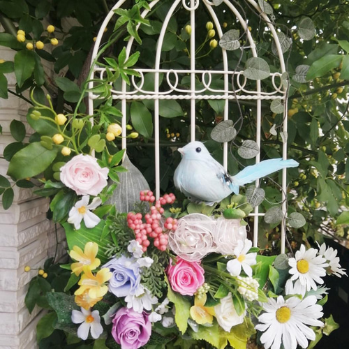 受注 ﾌﾟﾘｻﾞｰﾌﾞﾄﾞの鳥かご 青い鳥 壁掛け インテリア 開店 新築