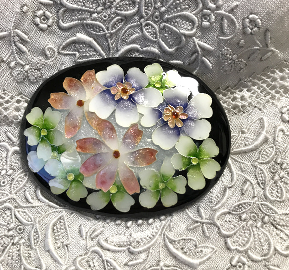 手作り七宝焼 細密お花のブローチ 銀張有線七宝 日本伝統工芸 3 手作り七宝焼 細密お花のブローチ 銀張有線七宝 日本伝統工芸 3