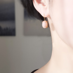 モルガナイト/ピンクアクアマリンのカボションピアス　～桜餅 3枚目の画像