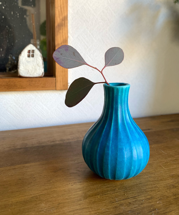 花瓶　ターコイズブルーb 1枚目の画像