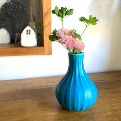 花瓶　ターコイズブルーb 3枚目の画像