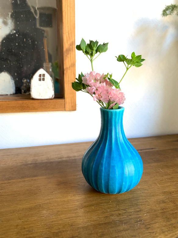 花瓶　ターコイズブルーb 3枚目の画像