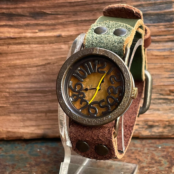 ◆真鍮製　クォーツ式手作り腕時計◆RBQ-5015 1枚目の画像