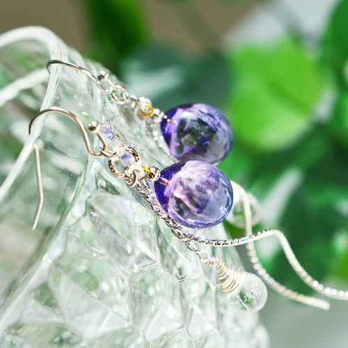 トワイライト&ラベンダー＊ゆらゆらピアスorイヤリング＊シルバー