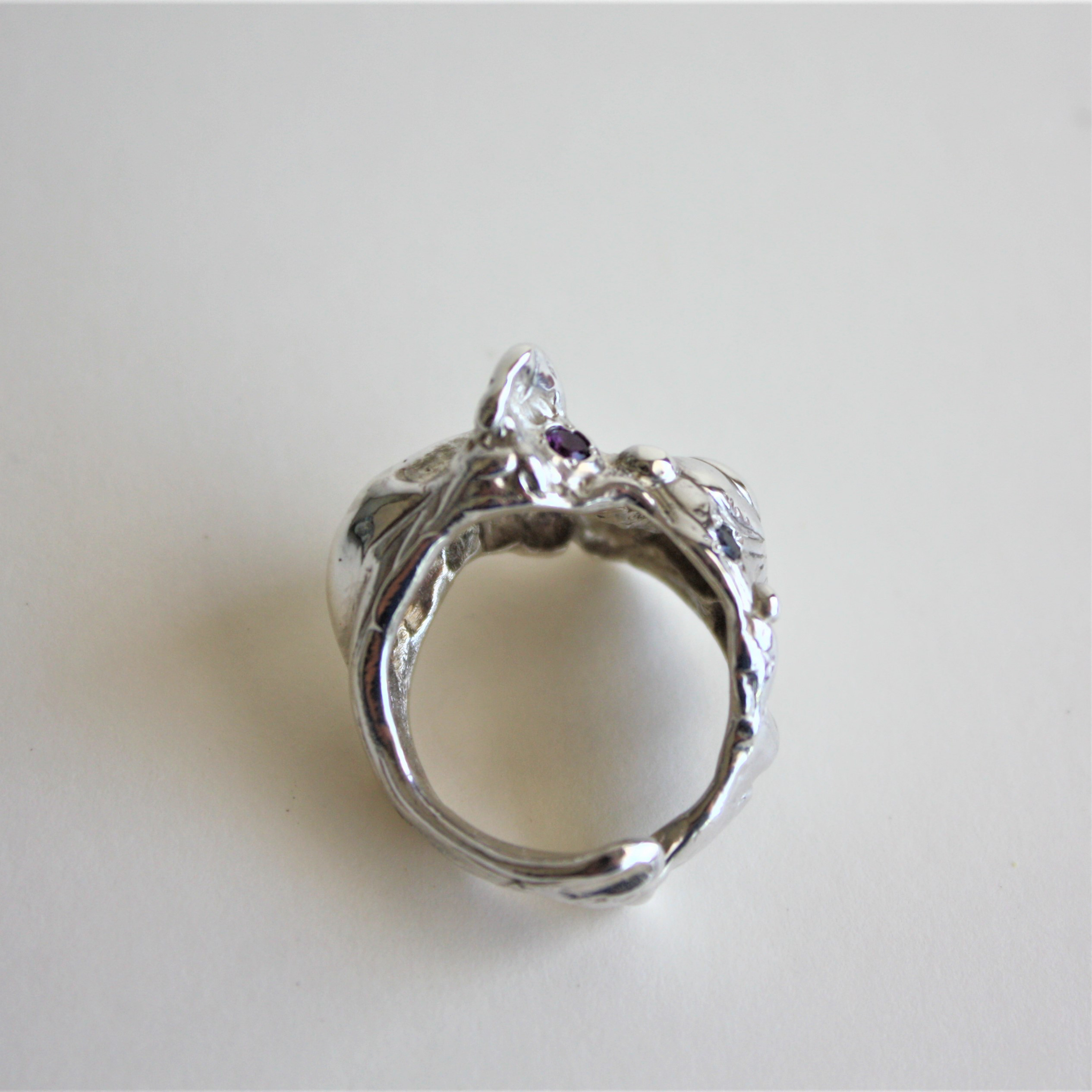 月面リング　フリーサイズ　シルバー　指輪　ガーネット　アメシスト　アイオライト