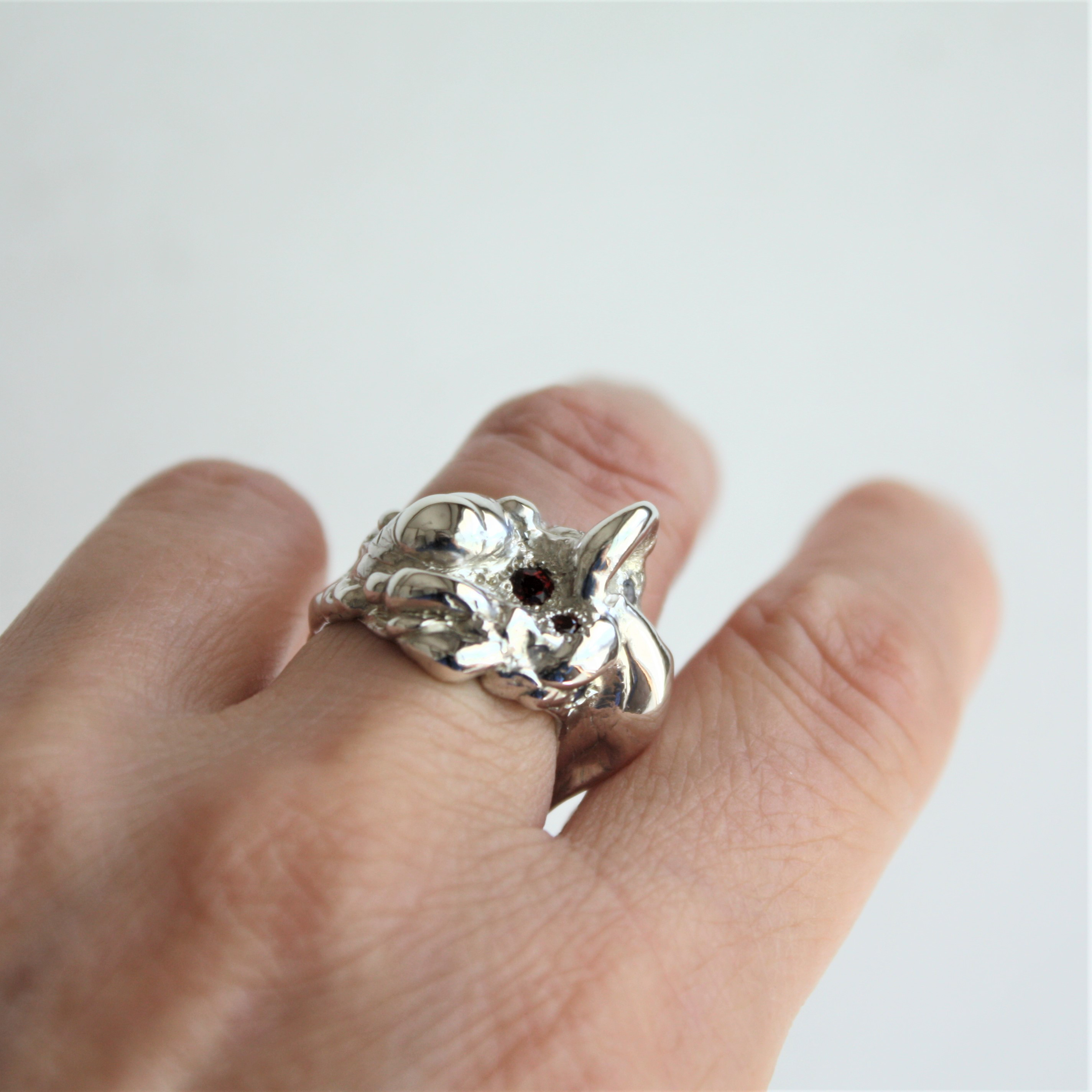 月面リング　フリーサイズ　シルバー　指輪　ガーネット　アメシスト　アイオライト