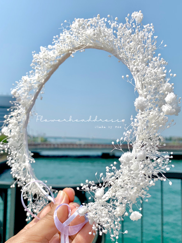 かすみ草の花冠 花かんむり 花冠 フラワークラウン ドレスヘア 