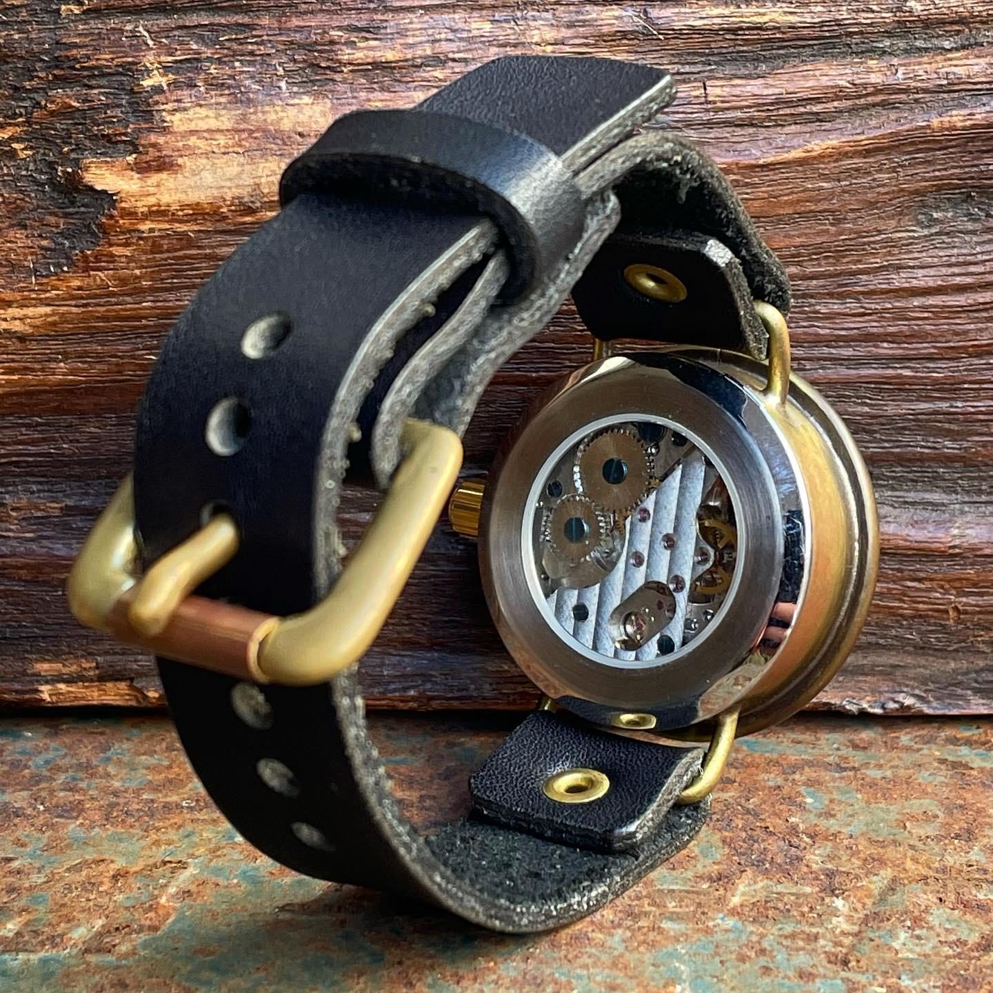 ◆真鍮製　SUN&MOON機能付　手巻式手作り腕時計◆LBM-2003-SM