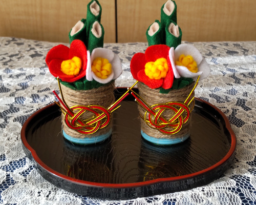私の手作り/正月飾り/手作り/赤敷物付き 6025398200b8c7f3a6baeb14a857ce