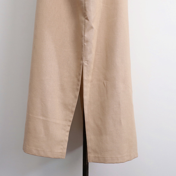 棉亞麻杜爾曼式連衣裙米色 第15張的照片