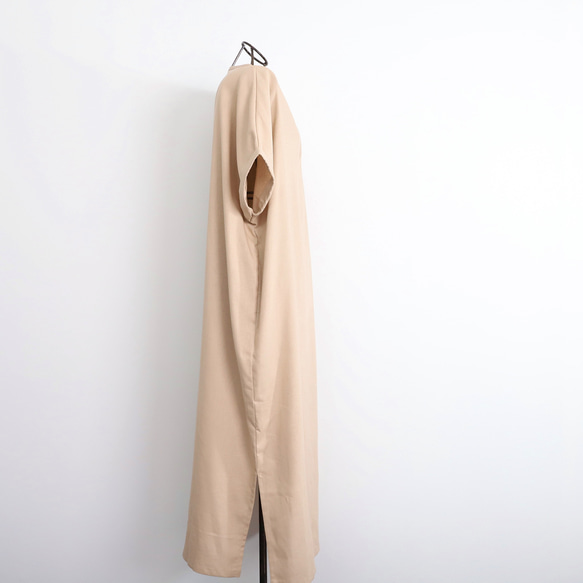 棉亞麻杜爾曼式連衣裙米色 第11張的照片