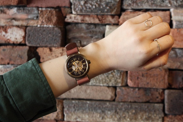 ◆真鍮製　手巻式手作り腕時計◆ LBM-2004-CR 7枚目の画像