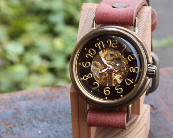 ◆真鍮製　手巻式手作り腕時計◆ LBM-2004-CR 4枚目の画像