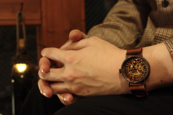 ◆真鍮製　手巻式手作り腕時計◆ LBM-2006 5枚目の画像