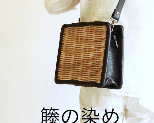 受注オーダー］藤染のショルダーバッグ～真四角～ かごバッグ te-tote  