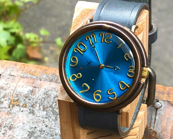 ◆真鍮製　クォーツ式手作り腕時計◆ LBQ-3009-CBS 4枚目の画像