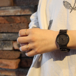 ◆『JET　BLACK　all.ver』　クォーツ式手作り腕時計◆LBQ-3023 8枚目の画像