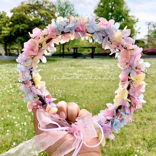 成人式 卒業式 結婚式 花冠 花かんむり 紫陽花の花冠 振袖 袴