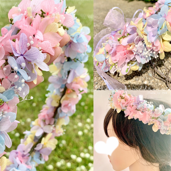 花冠 花かんむり 紫陽花の花冠 振袖花冠 袴花冠 和装花冠 ドレス