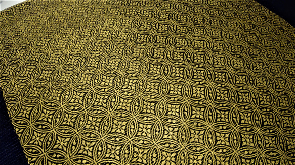 【革再入荷！！】　オーダー　金彩工芸　七宝　金仕上げ　姫路黒桟革×金糸織帯地　「本革製道中財布」 をかし 商標登録　をかし