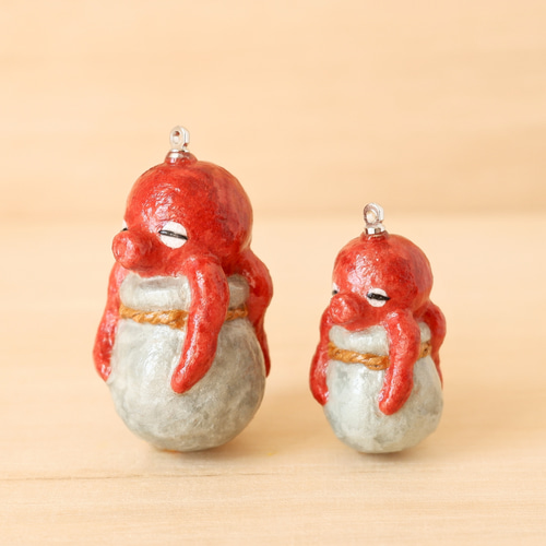 和紙小物/アクセサリー『タコ in たこ壺』 和紙ころシリーズ 海の