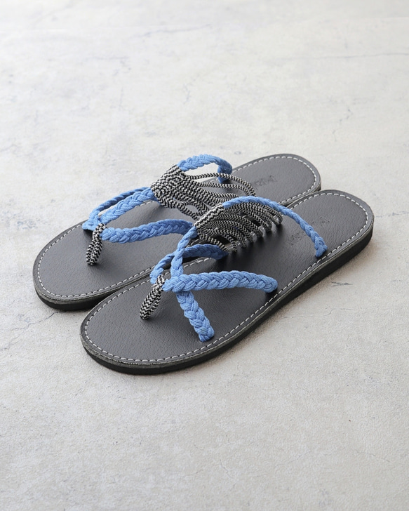 【Malapa Sandal】ナイロンストラップサンダル Miya 水色/ゼブラ フラット ビーサン スポサン 2枚目の画像