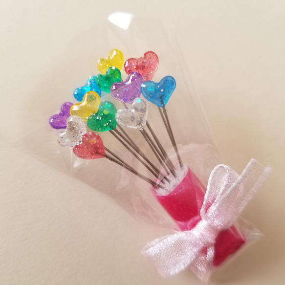 《M1》まち針の花束【カラフル】 /キラキラ/シンプル/かわいい/レジン/プチギフト/デコ待ち針/裁縫/ 10枚目の画像